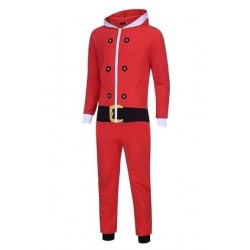 Size is M Long Sleeve Hooded Zipper Printed Christmas Santa Pajamas Womens