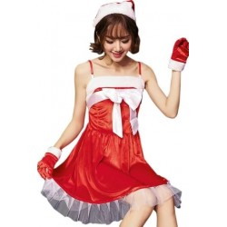 Size is OneSize Sexy Bow Spaghetti Straps Backless Christmas Santa Costume Womens