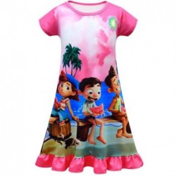 Size is 100cm Luca  Print Ruffle Short Sleeve Casual Dress  For Girls kids