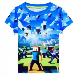 Size is 110cm Minecraft Print   Shirt Top  For Boy's Kids Crew Neck Short sleeve T Shirt