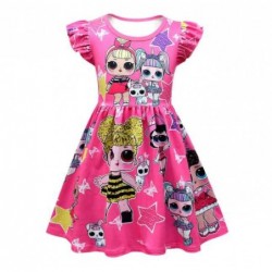Size is 110cm For Girls Cute Sleeveless Ruffled Lol Surprise Doll Summer Dress Pink