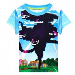 Size is 110cm Minecraft T Shirt  For Boy's Kids Crew Neck Short sleeve Shirt Top
