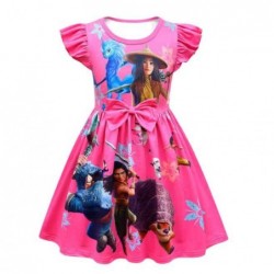 Size is 110cm For Girls Cute Short Sleeve Raya and The Last Dragon Summer Dress Pink