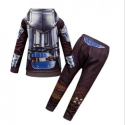 Size is 120cm Boys Cosplay Mandalorian Hooded Sweatshirt Halloween Costumes For kids Sets 2 Pieces