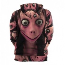 Size is M Scary Momo Printed Hooded Sweatshirt Halloween Costumes For Adult