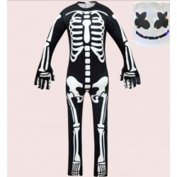 Size is 5T-6T(120cm) Cosplay DJ LED Mask Marshmello Skeleton For Halloween Party Christmas Jumpsuit Boys