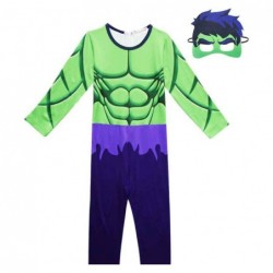 Size is 3T-4T(110cm) Cosplay Avengers Muscle Boy Hulk Mask Halloween Costumes Jumpsuit For boys