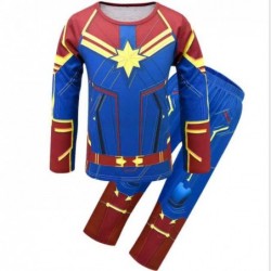 Size is 5T-6T(120cm) Girls Cosplay Captain Marvel Sweatshirt Long Sleeve 2 Pieces Halloween Costumes For kids