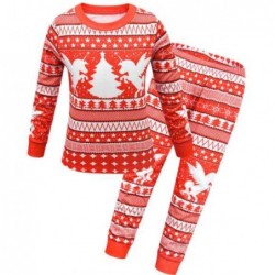 Size is 2T-3T(100cm) Unicorn Printed  Long Sleeve 2 Pieces Pajamas Christmas Santa Costumes For Girls
