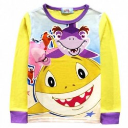 Size is 2T-3T(100cm) For kids Baby Sharks Printed Long Sleeve Casual 2 Pieces Yellow Pajamas Boys