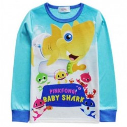 Size is 2T-3T(100cm) Boys Baby Sharks Printed Long Sleeve Casual 2 Pieces Blue Pajamas For kids