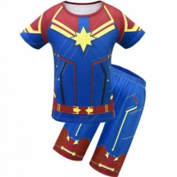 Size is 5T-6T(120cm) For kids Cosplay Captain Marvel Sweatshirt Short Sleeve 2 Pieces Halloween Costumes Girls