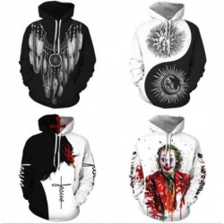Size is S Horrible Clown Printed Hooded Big Size Sweatshirt Halloween Costumes 2021 For Couples