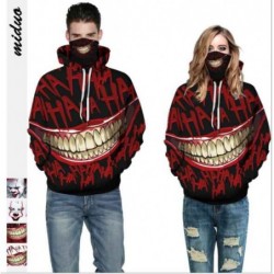 Size is S For Couples Horrible Clown Printed Hooded Big Size Sweatshirt Halloween Costumes 2021