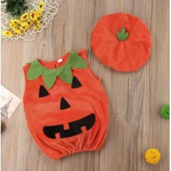 Size is 0M-6M(80cm) Trick or Treat Dress Up Cosplay Cute Pumpkin Costume Set Halloween School Party For Baby