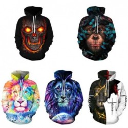 Size is S For Couples Bloody Skull Lion Printed Hooded Fashion Sweatshirt Halloween Costumes 2021