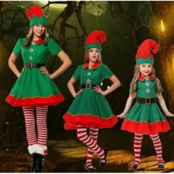 Size is 2T-3T(100cm) Family Matching Christmas Pajamas Striped Hooded Sleepwear Santa Claus Elf