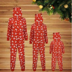 Size is 2T-3T(100cm) Family Matching Christmas Pajamas jumpsuitss Santa Claus Hooded Sleepwear For kids And Adult