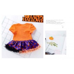 Size is 0M-3M(70cm) Cute Pumpkin Short  sleeve Dresses Costume Set For GirlBaby Halloween  0-2Years