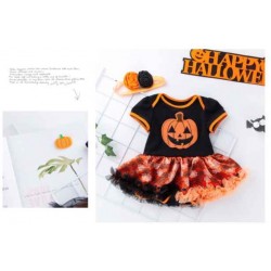 Size is 0M-3M(70cm) Pumpkin Short  sleeve Dresses Costume Set Halloween For Cute GirlBaby 0-2Years