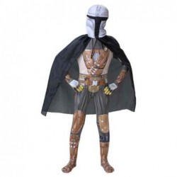 Size is 3T-4T(110cm) Mandalorian Realistic With Helmet Halloween Cloak Jumpsuit Outfit Costumes  For  Kids