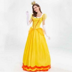 Size is S Adult Women Cosplay Beauty and the Beast belle yellow Costumes Dress up Ball Gown Halloween