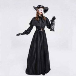 Size is S For Adult Women Cosplay Plague Doctor Costume And Bird Mask Long Nose Halloween