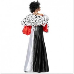 Size is M For Adult Women sexy Cosplay Cruella de Vil Black And White Dress Halloween Costume