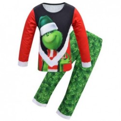 Size is 5T-6T(120cm) The Grinch Claus Red Pajamas 2 sets For Kids Christmas gift 5T-12T  Mask Scarf Gloves