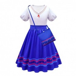 Size is 2T-3T(100cm) Girls Cosplay Encanto Luisa Short sleeves Dress With Bag Costumes For Children's Day