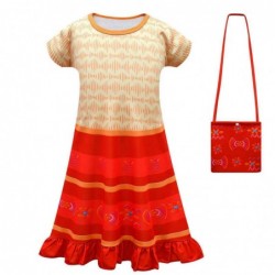 Size is 2T-3T(100cm) Girls Encanto Dolores Short sleeves Falbala Summer Dress With Bag For Children's Day