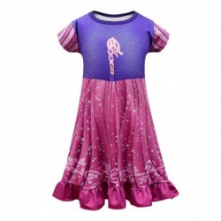 Size is 2T-3T(100cm) Girls Short sleeves Rapunzel Princess Falbala Summer Dress For Children's Day Costumes purple