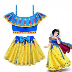 Size is 2T-3T(100cm) Girl Ruffle Off The Shoulder Snow White Princess Two Piece Swimsuits For Children's Day Gift