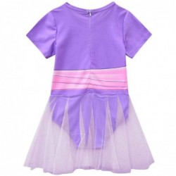 Size is 2T-3T(100cm) Fancy Nancy Short Sleeves Crew Neck One Piece Purple Swim Dress For Girls