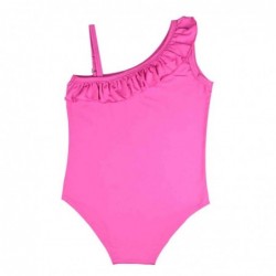 Size is 3T-4T(110cm) Girls One Piece SPY Ninjas print Swimsuits Ruffle One Shoulder With Bathing Cap pink