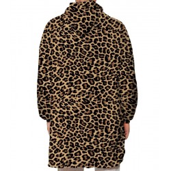Size is Adult-OneSize Adult Cheetah Comfy Oversized Hoodie Sweatshirt Blanket Brown