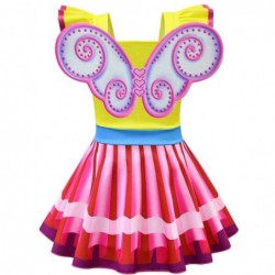 Size is 3T-4T(100cm) Girl Ruffle Sleeveless Princess Fancy Nancy Dresses Wings Outfits Birthday Party With Mask