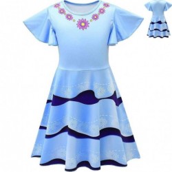 Size is 3T-4T(100cm) Cosplay Little Girl Fancy Nancy Dresses Summer Casual Ruffle Short Sleeves Blue