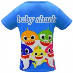 Size is 2T-4T(110cm) Boys Summer T-Shirt Short Sleeve Crew Neck Baby Shark Print blue Outfits 2T-14T