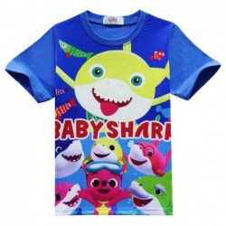 Size is 2T-3T(100cm) Little Boys Baby Shark Print Summer Nightgown Short Sleeve 2 Pieces Crew Neck blue 2T-10T