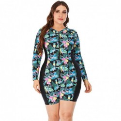 Size is L Plus Size Women's 1 Piece Long Sleeve Floral Print Diving Suit L-3XL Best bathing suit
