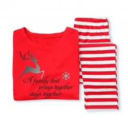 Size is 1T-2T Christmas Pyjamas Set Reindeer Top Striped Pants His And Hers