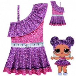 Size is 3T-4T(100cm) Purple Ruffle One Shoulder Girls 1 Piece Swimsuits Lol Surprise Doll Beach Swimwear