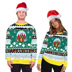 Size is M Holiday Green Christmas Hallmark Sweatshirt Elf Print Ugly Couple Set