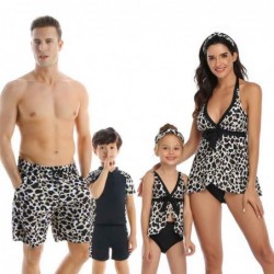Deep V-Neck Mommy And Me Tankini Leopard Printed Dad...