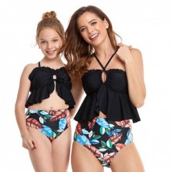 Size is 2T-3T(104cm) Halter Back Cross Mommy and Me Tankini Blue Floral Dad Swiming Shorts Family Matching 2 Pieces Swimwear