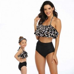 Size is 2T-3T(104cm) Leopard Dad and Me Swiming Shorts Boys 1 Piece Swimwear Halter Ruffle Mommy And Me Tankini