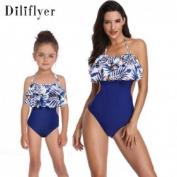 Size is 2T-3T(104cm) Family Matching Swimwear Pieces Floral Printed Mommy Blue Ruffle Bathing Suits Dad and Me Swiming Shorts
