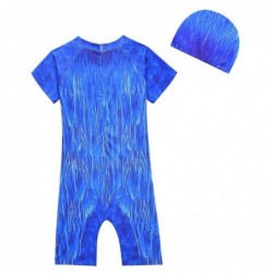 Size is 4T-5T(110cm) Cosplay Sonic the Hedgehog Short Sleeve 1 Pieces boys Swiming Blue With Cap