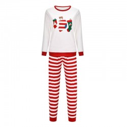 Size is 1T-2T Pajama Christmas Socks Top Striped Pants Matching Family For Adult Kids